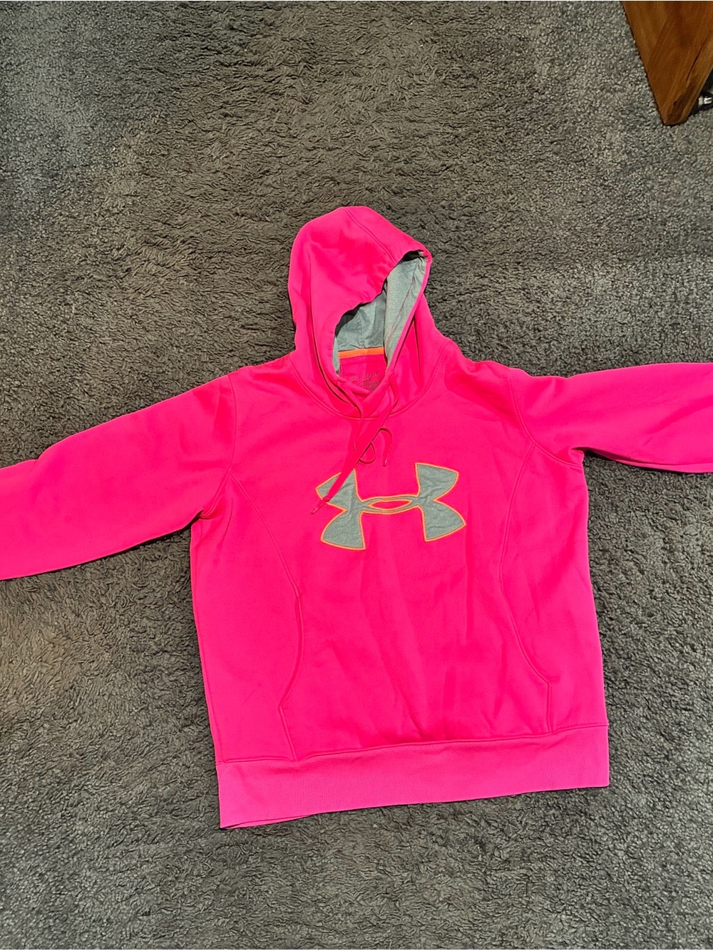 Under Armour Girls Hot Pink Hoodie with Gray Logo